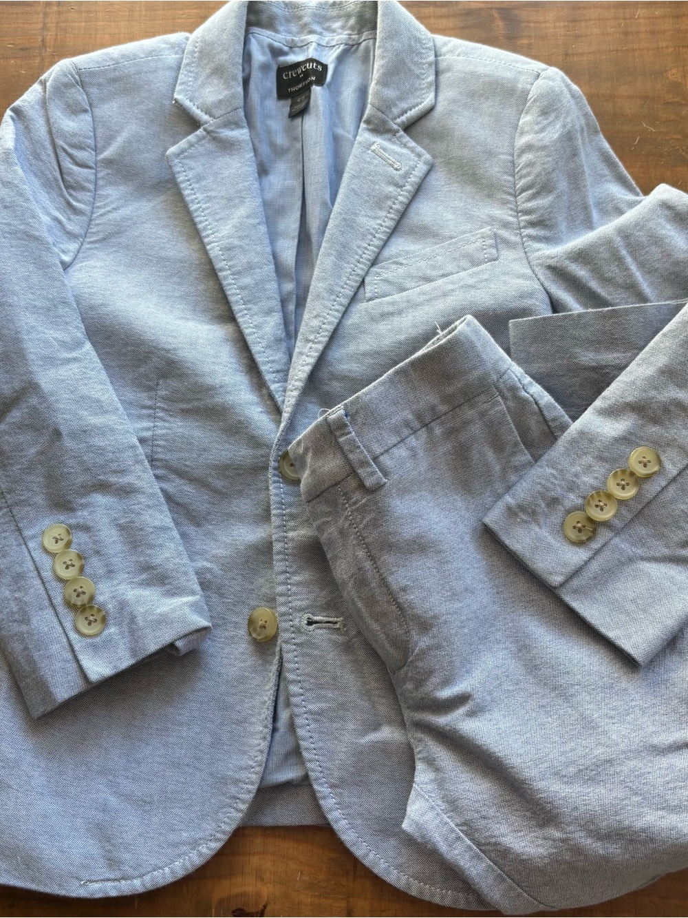 J.Crew Factory Crewcuts Thompson Boy's Suit-4-Cloudy Light Blue Oxford-2 Pc Set
